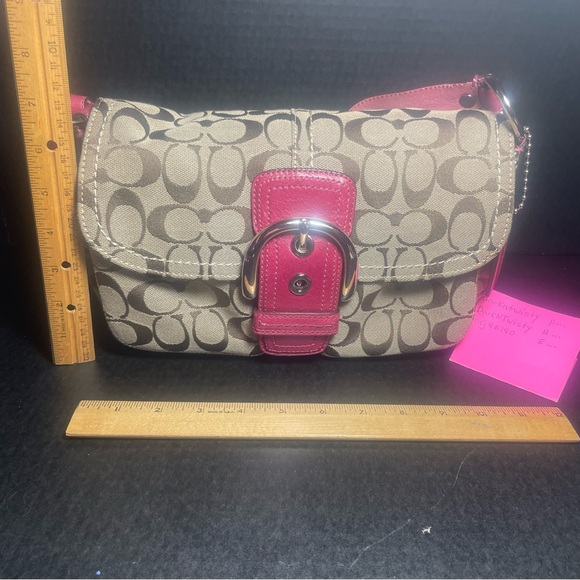 VINTAGE LN Coach Signature Textile Jacquard & leather handbag Braided strap - Picture 5 of 15